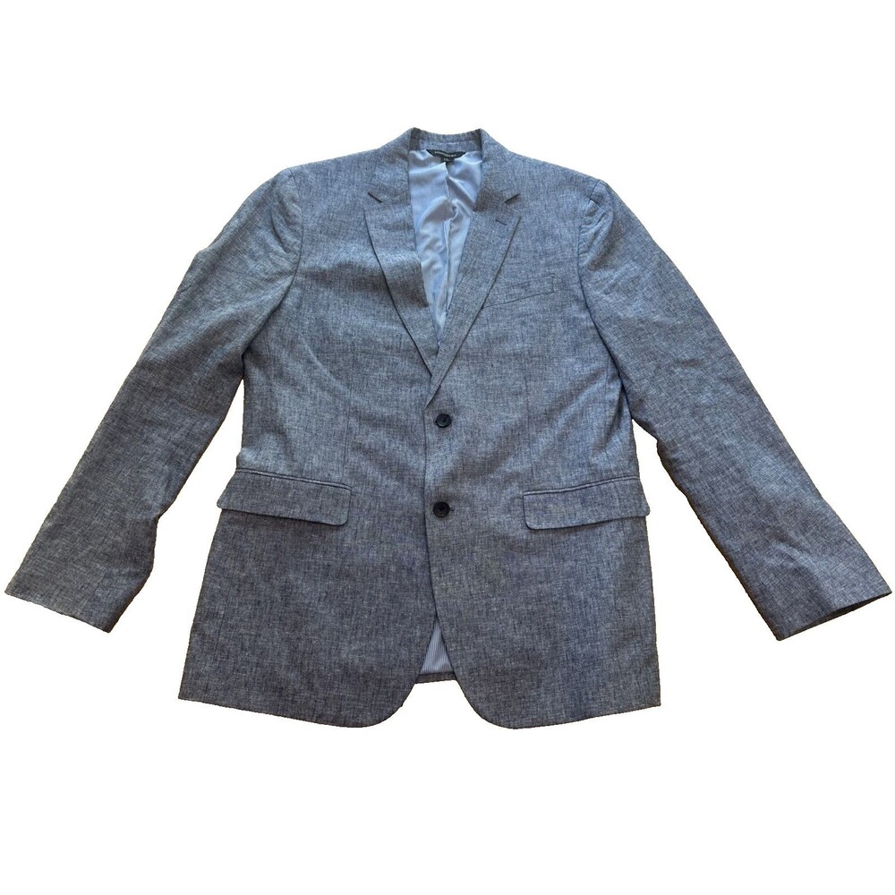 Banana Republic Linen Blend Blazer Mens 42 Long Standard Fit Jacket Blue 42L
